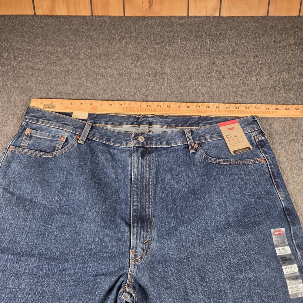 Levi’s 505 Jeans Mens 48x28 Big And Tall Blue Denim Straight Leg Medium Wash NWT - Picture 7 of 15